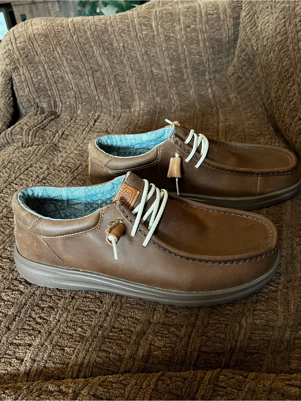 Hey Dude Men's Brown Leather Casual Shoes